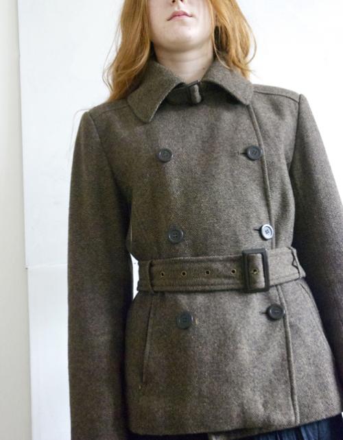 Zara - Size 12 - 14 -  Jacket - Coat - Warm - Brown - Tweed - Three quarter -  - Military Collection - Women,Lady,Ladies,Girls,011GSV Image