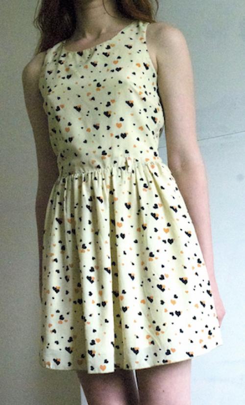 Parisian - Size 12 Dress - Cream - Orange and Black  - hearts - GLAM shop - Vintage - Dress Collection  007GSV Image