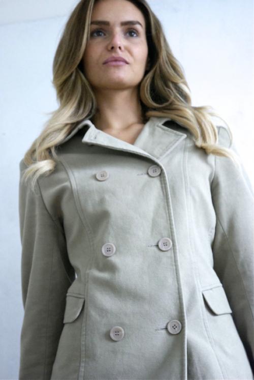 Cherokee - Size  - 12 -  Coat - Beige -  Double breasted - Brushed Cotten  - GLAM shop Vintage -  Classic Collection - 015GSV Image