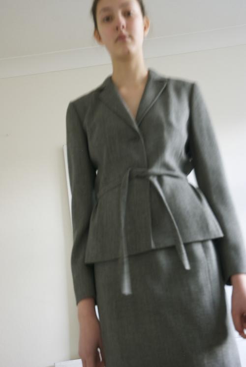 003GSV-Petite collection-Loft wool-petite-skirt suit -Grey Image