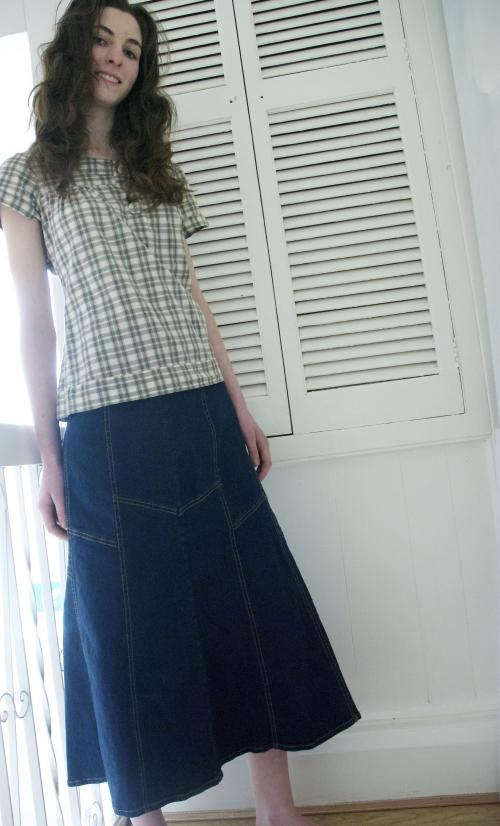 006GSV-FREE -Denim - Skirt- Long Length -Dark Blue- Blue Mist Label  Image