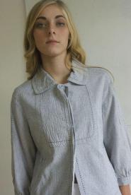 Warehouse - Jacket -  Size 12 - White base - Grey  - Thin stripe  Classic - GLAM shop - Vintage 008GSV  Image