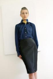 Black - Skirt - Size 14 - Knee Length - Pencil -  Mat Mock Leather fabric - Classic Collection 005GSV Image